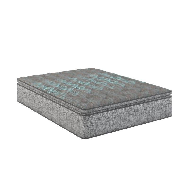 Comfort Care – 10 Twin Extra Long, Hybrid Euro Top Mattress Plush Comfort – Gray / Blue