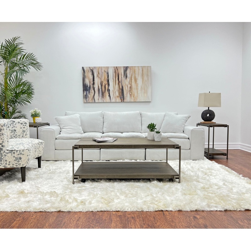 Corbeta – 3 Piece Metal Frame Wood Living Room Coffee Table And 2 Chairside Tables Set, Aged Graphite – Brown