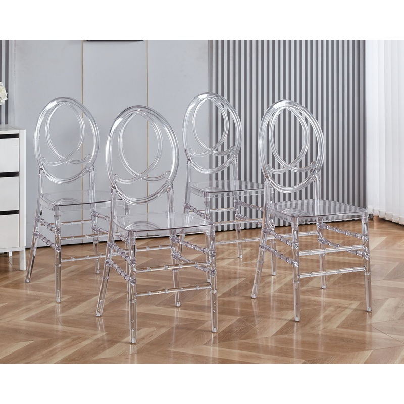 Dining Chair, Plastic Seat, Welding Chair (Set of 4) – Transparent