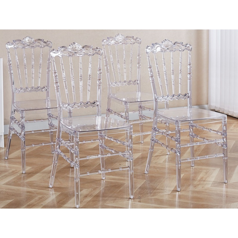 Dining Chair With Plastic Seat, Welding Chair (Set of 4) – Transparent