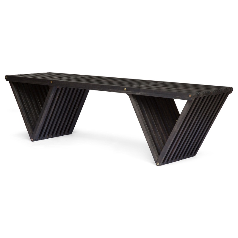 Gloaming – Outdoor Bench With Slat Design And Triangular Base