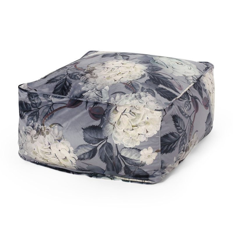 Hazel – Large Square Pouf With Flower Print