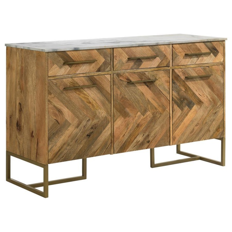 Keaton – Marble Top Herringbone Accent Cabinet