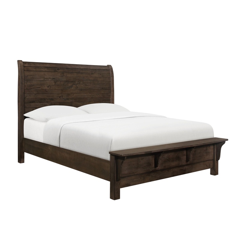 Verna – Sleigh Bed|Dark Brown|Queen|King