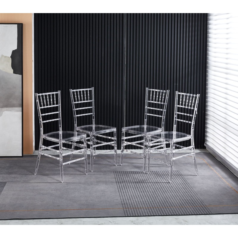 Welding Chair, Dining Chair / Plastic Seat (Set of 4) – Transparent