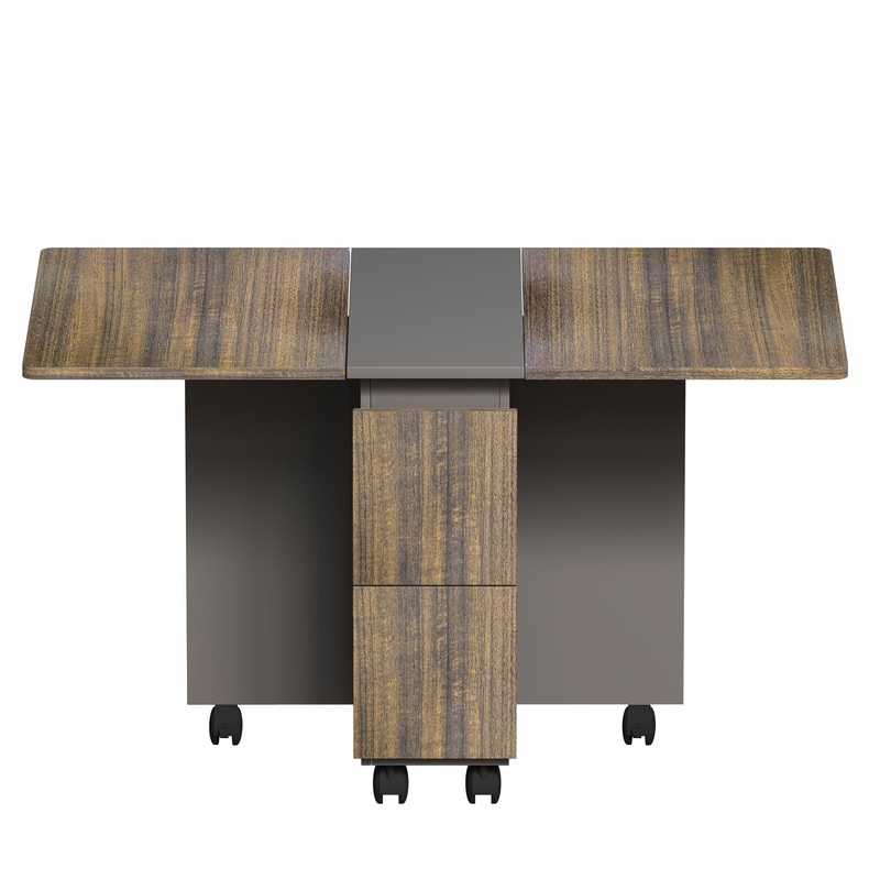 Contemporary 5 Piece Folding Extendable Dining Table Set With Chairs For 4 – Brown