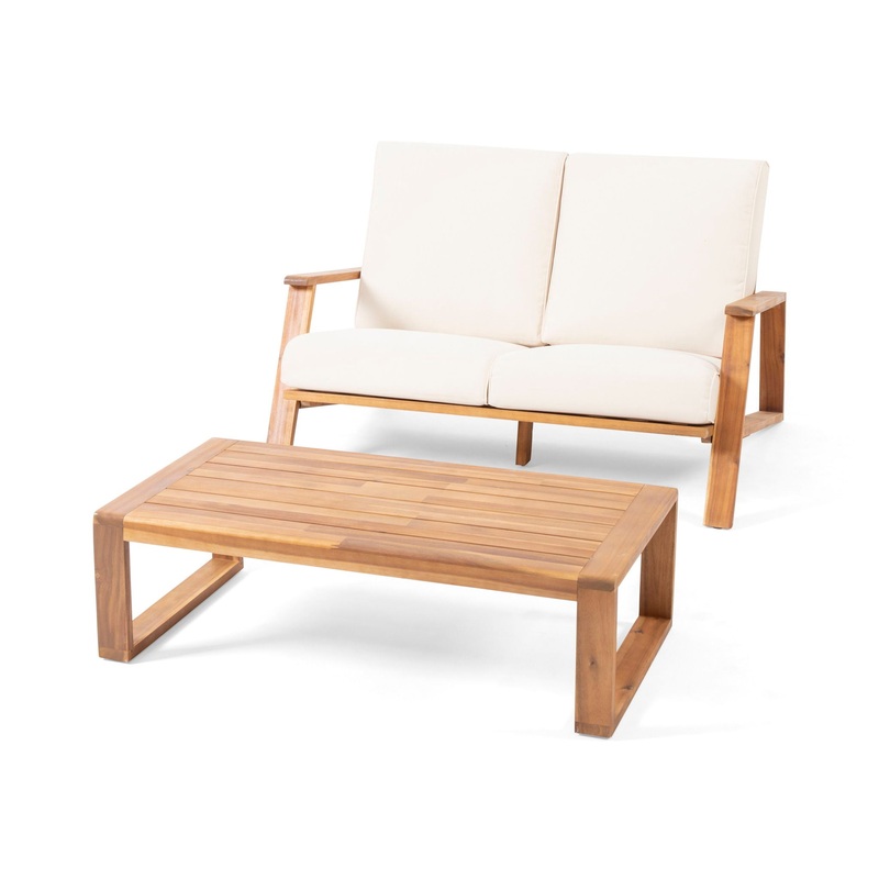 Paloma – Contemporary Loveseat And Coffee Table Set With Weather Resistant Cushions