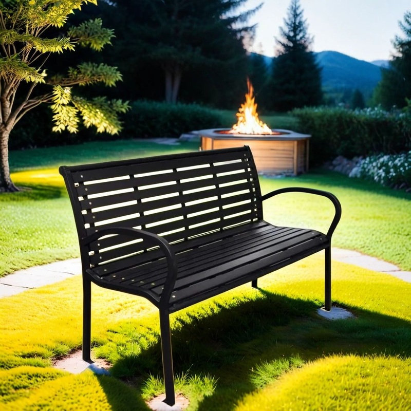 Patio Bench Steel – Black