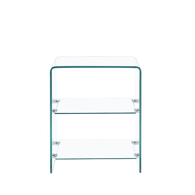 Tempered Clear Bent Glass Side Table Sofa Table, Multi Purpose Use, Premium Tempered Glass – Transparent