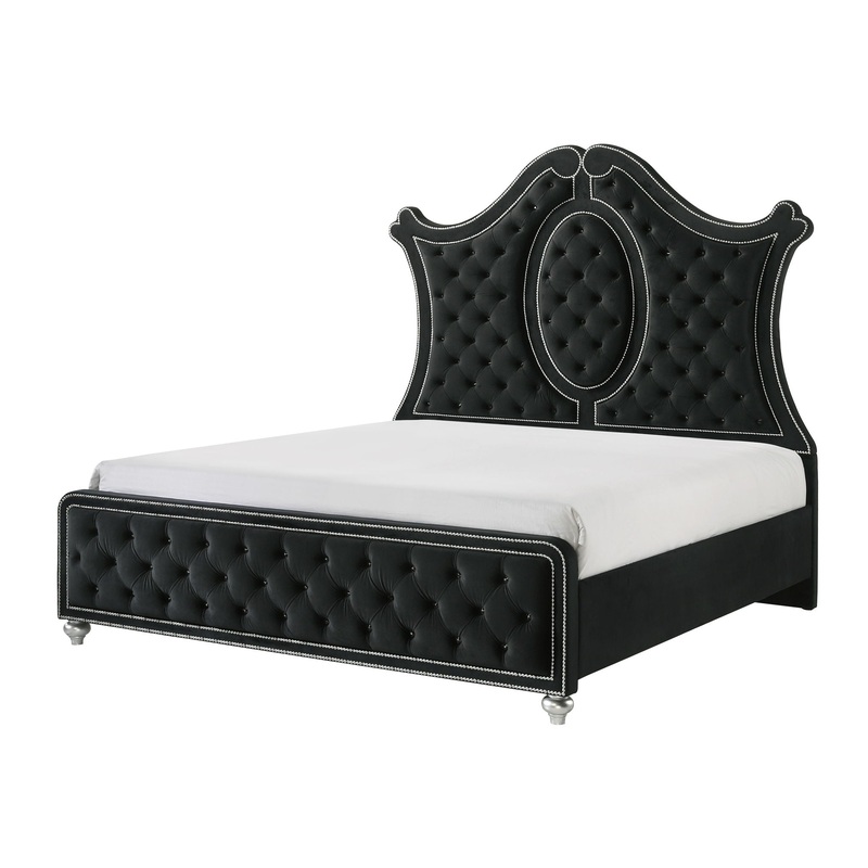 Cameo – Upholstered Bed|Black|King|Queen