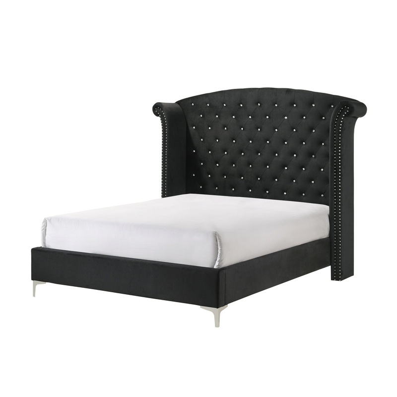 Lucinda – Upholstered Bed|Black|King|Queen