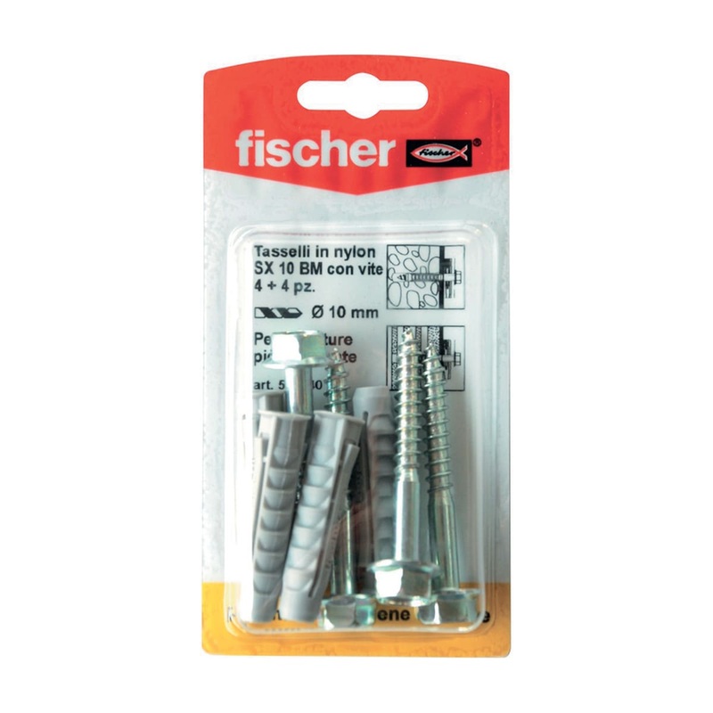 TASSELLI FISCHER SX PLUS DIAM 10 X 50 MM CON VITE, 4 PEZZI