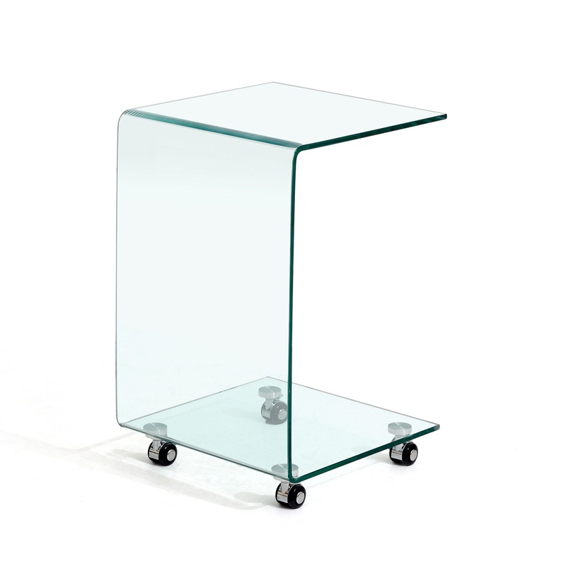 Tempered Clear Bent Glass Side Table End Table For Living Room, Small Sofa Table – Transparent