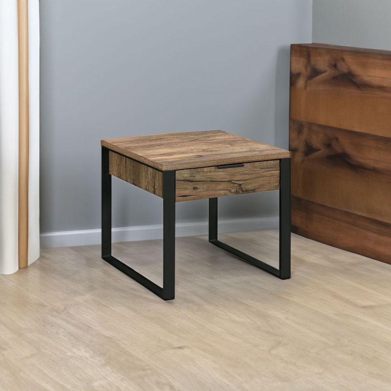 Aflo – End Table – Weathered Oak & Black