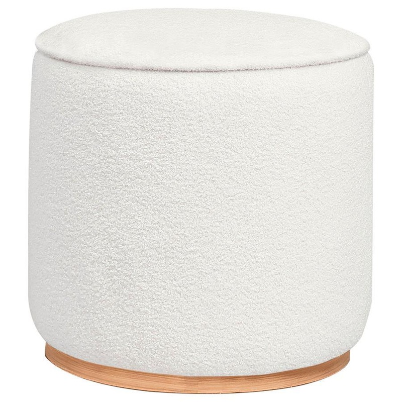 Zena – Faux Sheepskin Upholstered Round Ottoman
