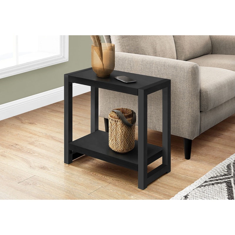 Accent Side Table, Narrow, Small, 2 Tier, Contemporary And Modern