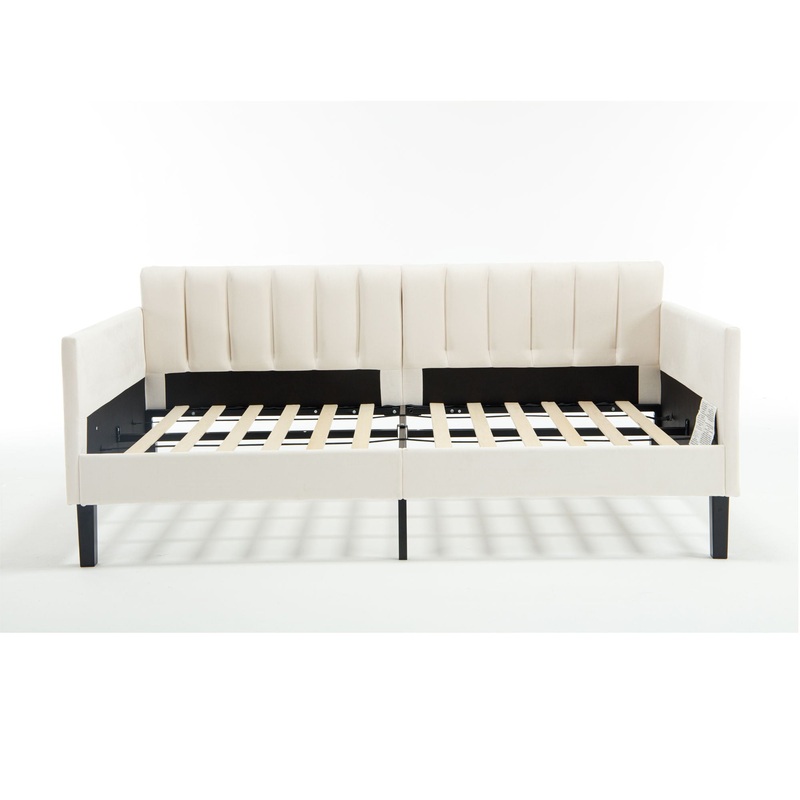 Elena – Boucle Upholstered Daybed, Ribbed Tufted Backrest