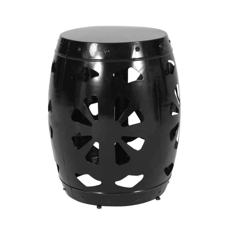 Large Metal End Table|Black|White