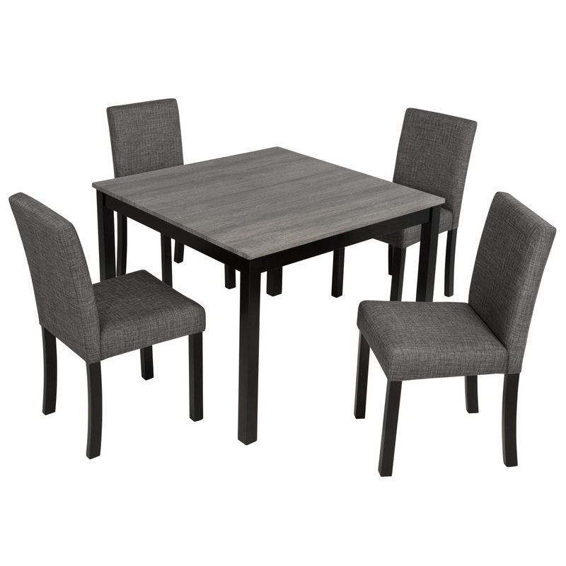 Modern Dining Table Set With Upholstered Chairs For Dining Room