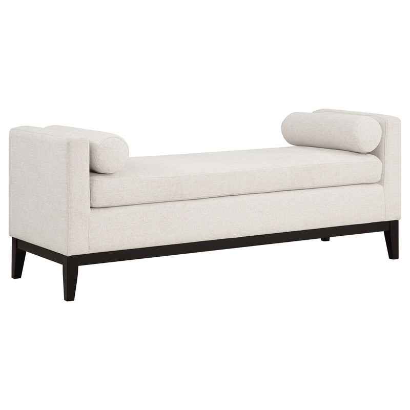 Rosie – Upholstered Accent Bench With Armrests – Vanilla