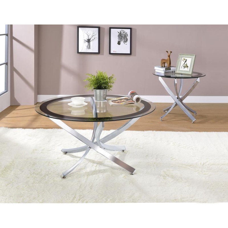 Brooke – Round Glass Top Coffee Table Set
