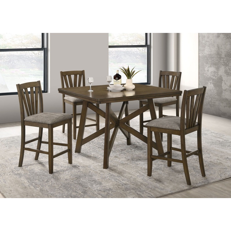 Canfield – 5 Piece Counter Height Dining Set – Brown