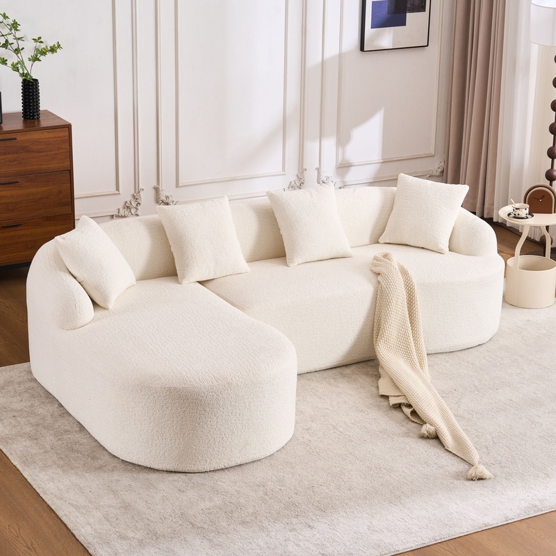 Combined Sofa With 4 Pillows|White|Orange|Gray|Blue