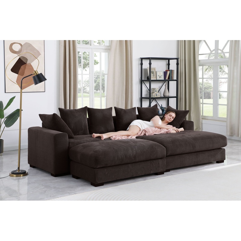 Duke – 4 Piece Upholstered Sectional – Dark Brown