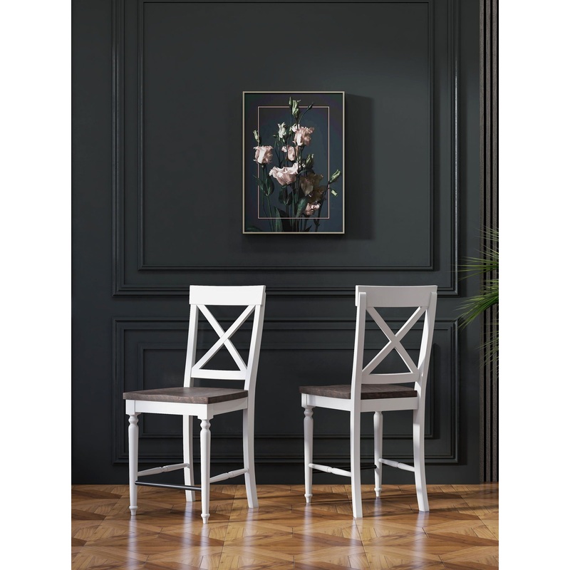 Mountina – 24 Tall Bar Stools (Set of 2) – Brown / White