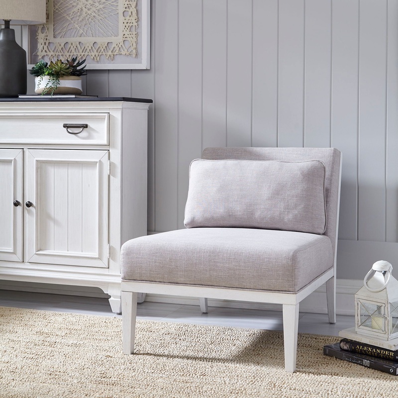 Allyson Park – Upholstered Accent Chair – Wirebrushed White