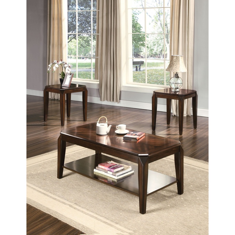 Docila – 3 Piece Pack Coffee With End Table (Set of 3) – Walnut