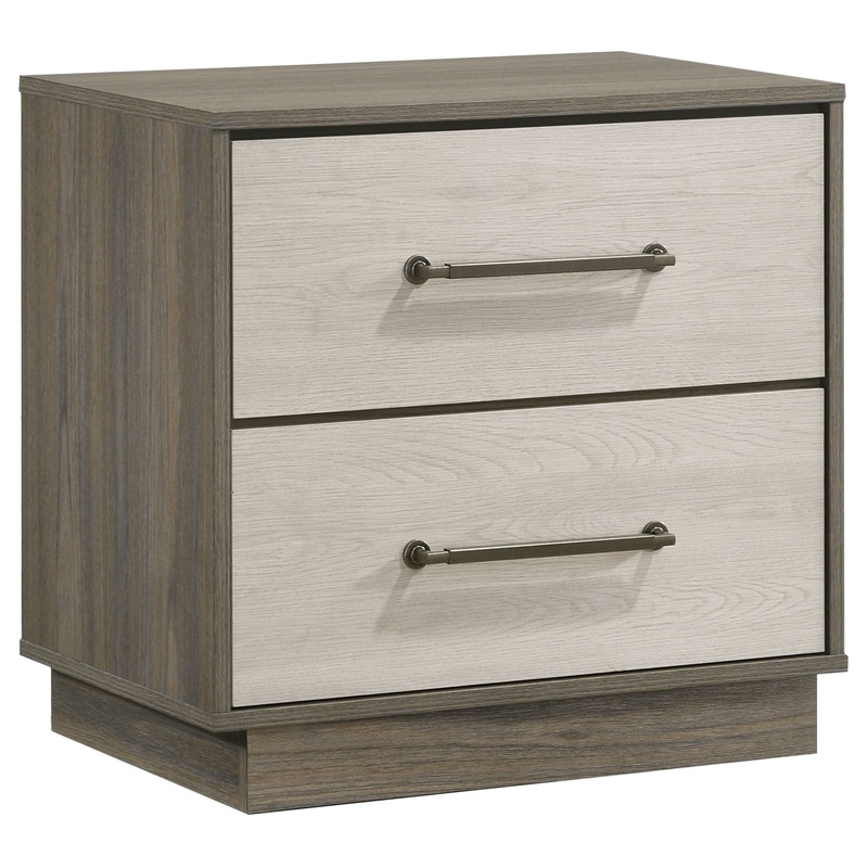 Fenwick – 2-Drawer Nightstand Bedside Table – Gray Oak