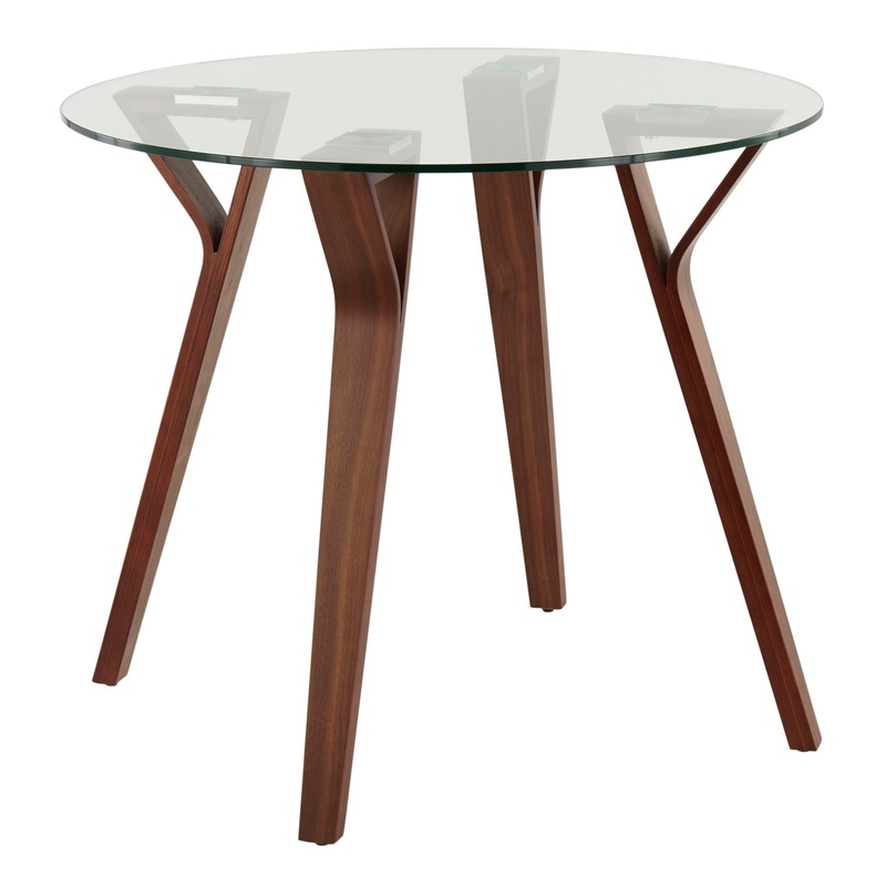 Folia – Mid-Century Modern Round Dinette Table – Walnut / Clear