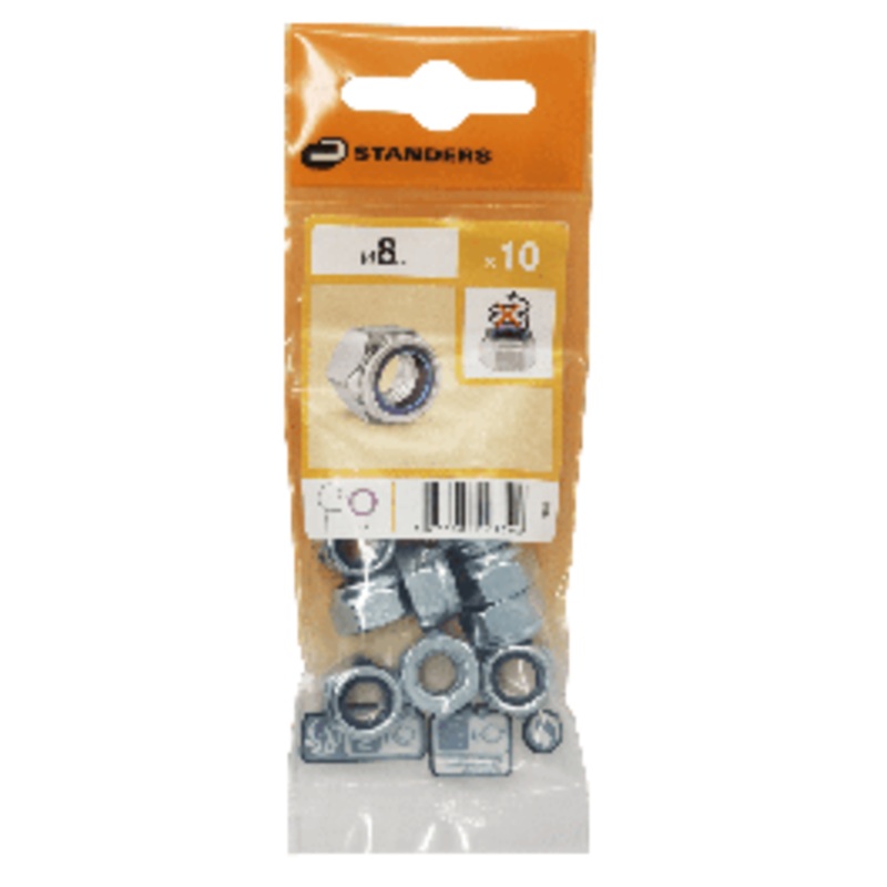 8 MM STEEL SELF-LOCKING NUT. 10 P