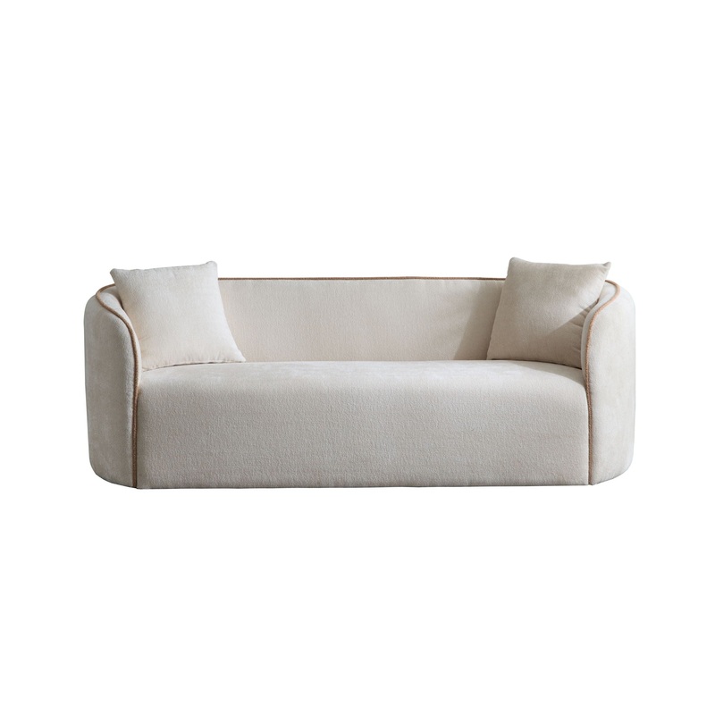 Coral – Curved Sofa, 3 Seater|White|Beige