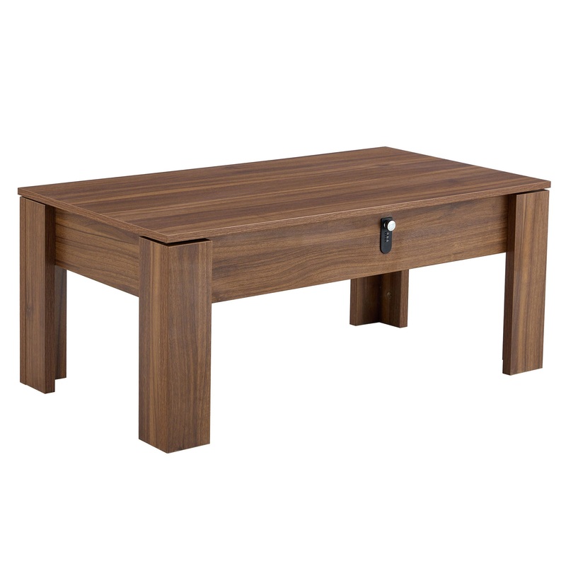 Multi Functional Coffee Table With Password Lock, Suitable For Storing Firearms And Wine – Walnut