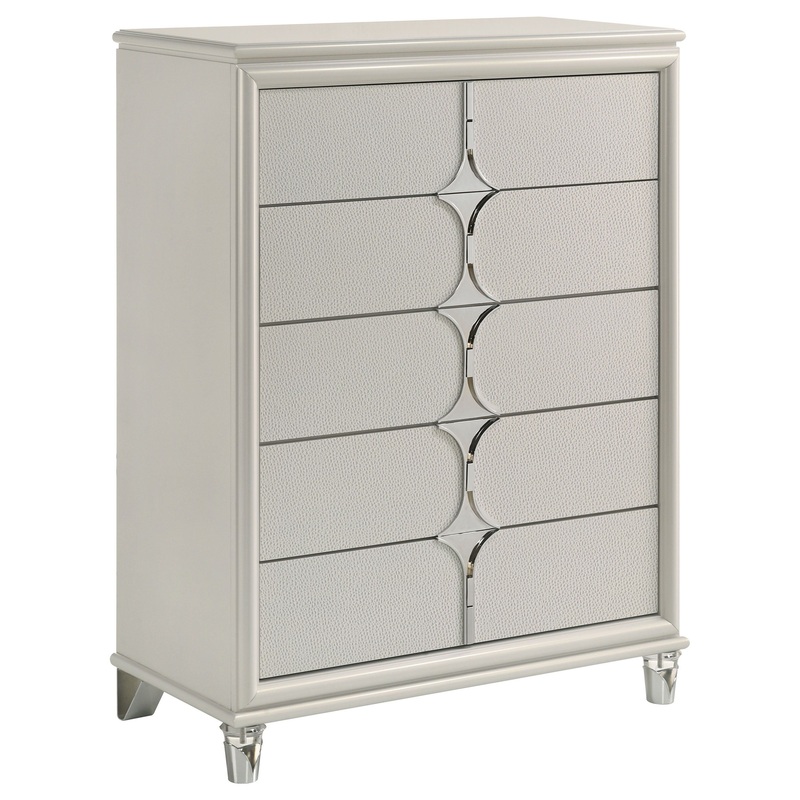 Olivia – 5-Drawer Bedroom Chest Of Drawers – Pearl White