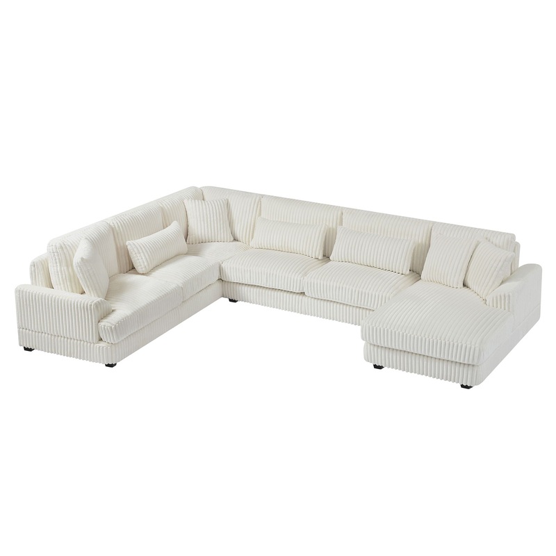 Oversized Sectional Sofa U – Shaped Sofa Couch Modern Sofa Upholstered In Soft Corduroy With A Chaise Lounge For Living Room