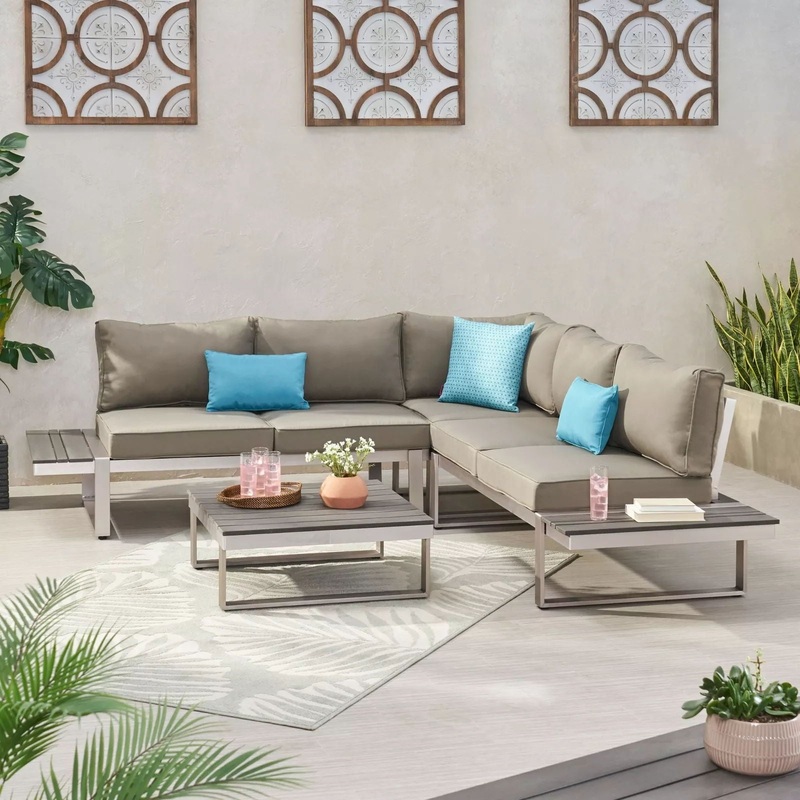 Sterling – Outdoor V Shaped 5 Seater Sofa Set With Cushions