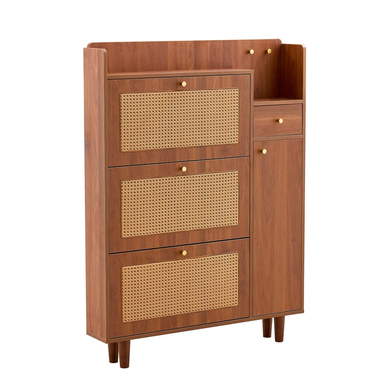 The Modern Minimalist Shoe Cabinet, Suitable For A Variety Of Styles Including Nordic, Japanese, And Industrial – Walnut