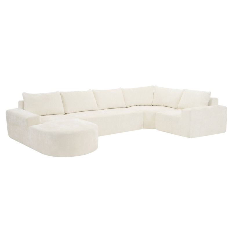 U-Shaped Oversized Modular Cloud Sectional Sofa With Deep Seat For Living Room