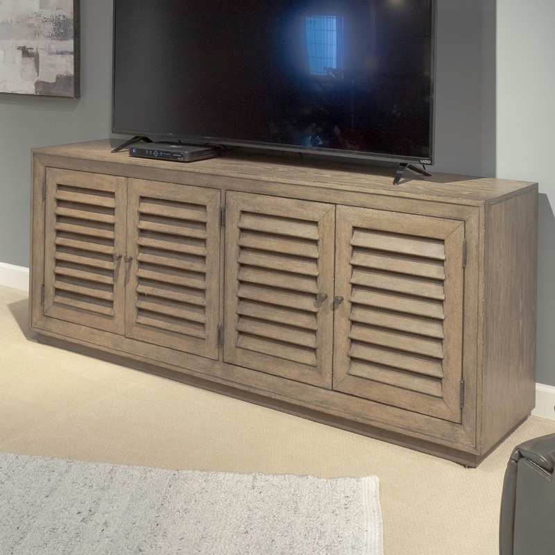 Aspen Sky – 78 TV Console – Weathered Saddle Brown