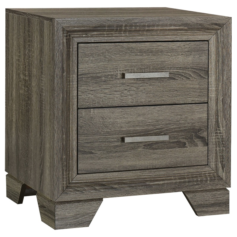 Wright – 2-Drawer Nightstand Bedside Table – Brown Oak