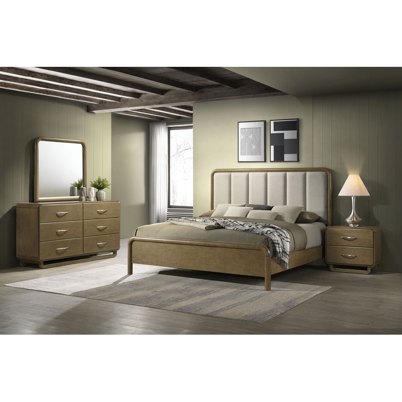 Amsbury – Bedroom Set|Light Brown|4 Pc. Bed, Dresser, Mirror, Nightstand|5 Pc. Bed, Dresser, Mirror, Chest, Nightstand|Queen|King|California King