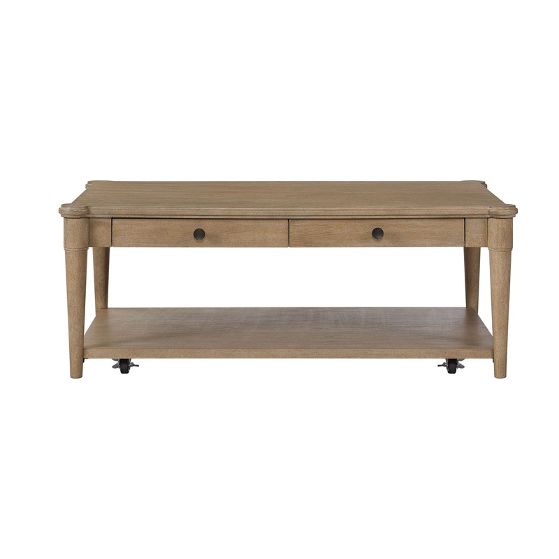 Cocktail Table With Two Storage Drawers And Casters