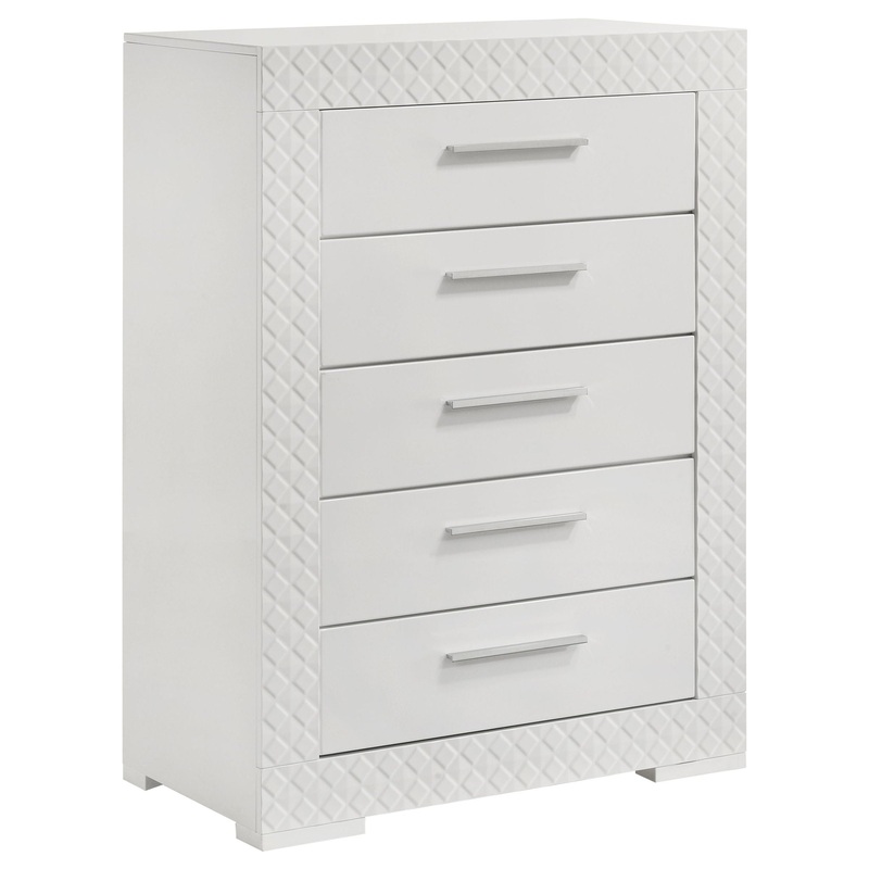 Ives – 5-Drawer Bedroom Chest|White|Gray