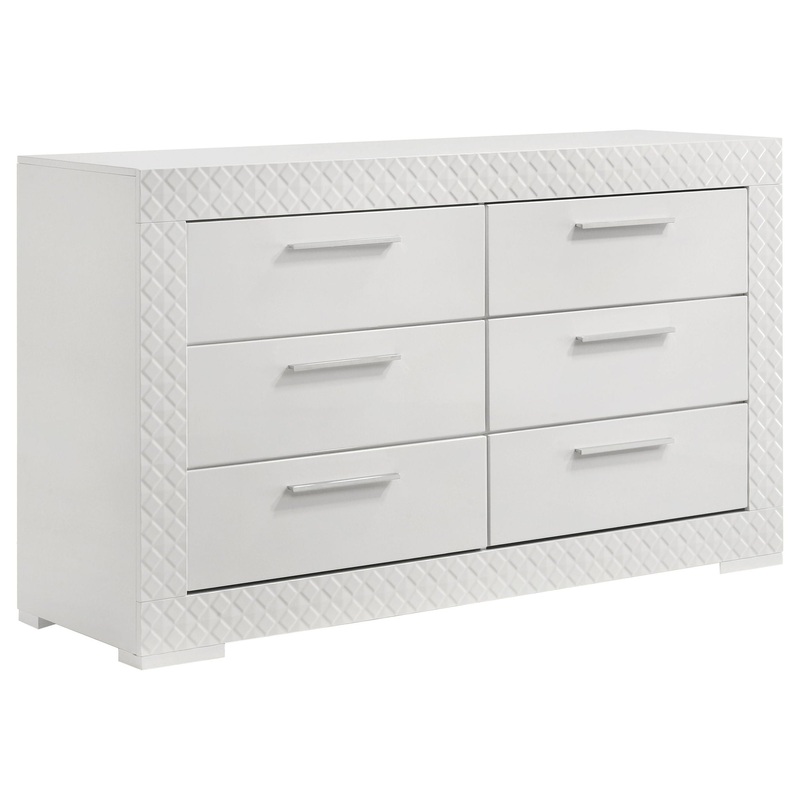 Ives – 6-Drawer Dresser|White|Gray|Dressers|Dresser & Mirror