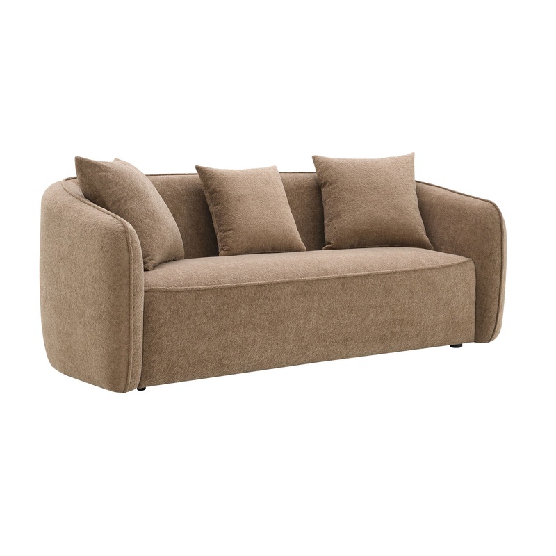 Keith – Chenille Sofa With 3 Matching Color Toss Pillows