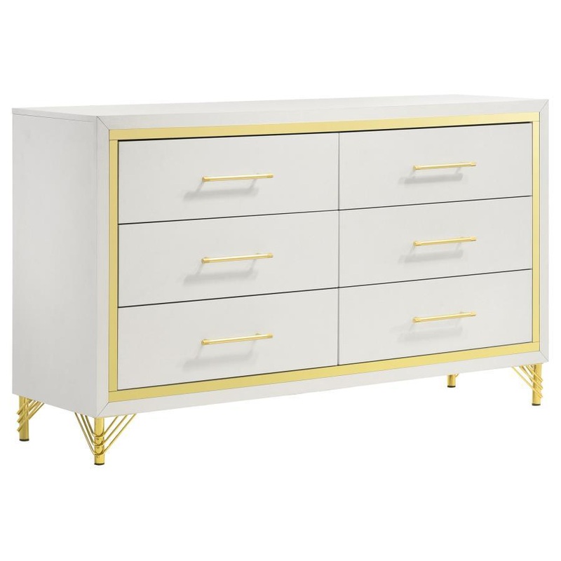 Lucia – 6-Drawer Dresser|White|Black|Dressers|Dresser & Mirror