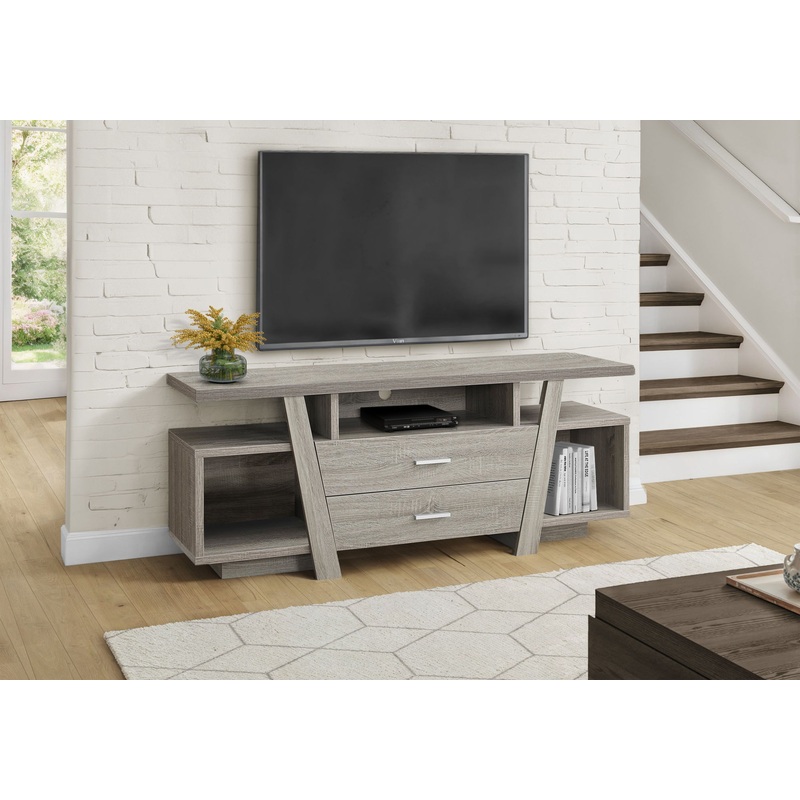 TV Stand, Console, Media Entertainment Center, Storage Drawers, Contemporary & Modern – Taupe